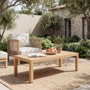 English Elm 47.24''outdoor Solid Acacia Wood Patio Coffee Table with Natural Teak Grain Finish N780P371456L