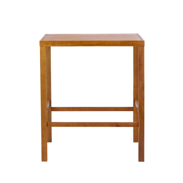 English Elm 41.14inch Acacia Wood Outdoor Bar Table Slatted Teak Finish Patio Square Top Seats 4 N780P373281T