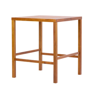 English Elm 41.14inch Acacia Wood Outdoor Bar Table Slatted Teak Finish Patio Square Top Seats 4 N780P373281T