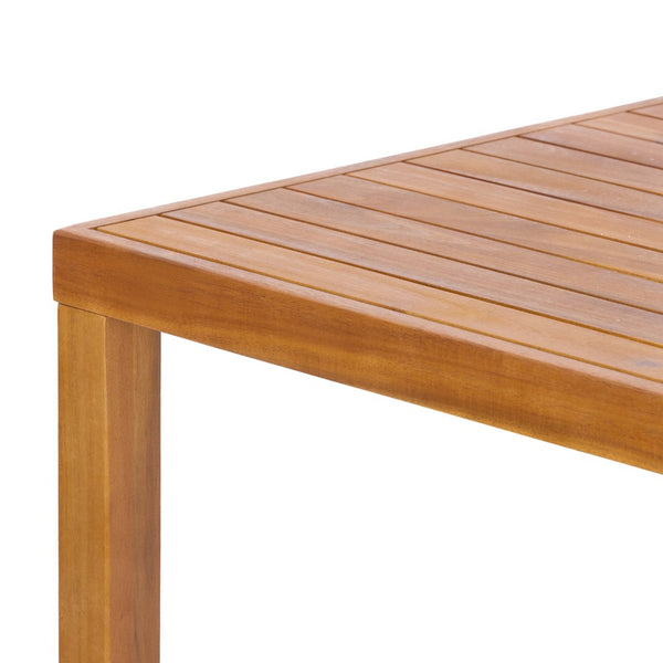 English Elm 41.14inch Acacia Wood Outdoor Bar Table Slatted Teak Finish Patio Square Top Seats 4 N780P373281T