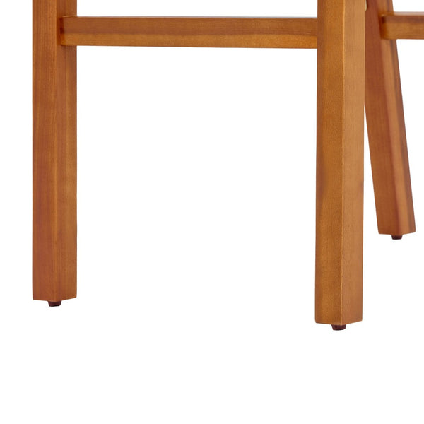 English Elm 30.5 Inch Acacia Wood Outdoor Barstool Set Woven Rope Seat Weather Resistant Patio Teak + Black N780P373282B