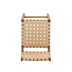 English Elm 30.5 Inch Acacia Wood Outdoor Barstool Set Woven Rope Seat Weather Resistant Patio Teak + Beige N780P373282T
