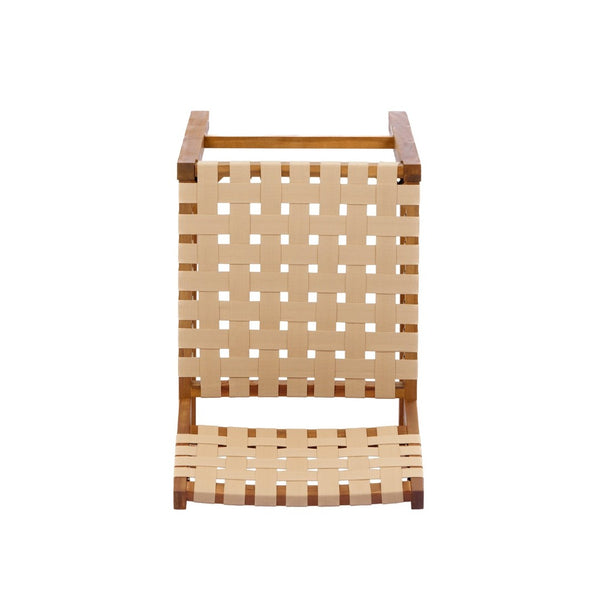 English Elm 30.5 Inch Acacia Wood Outdoor Barstool Set Woven Rope Seat Weather Resistant Patio Teak + Beige N780P373282T