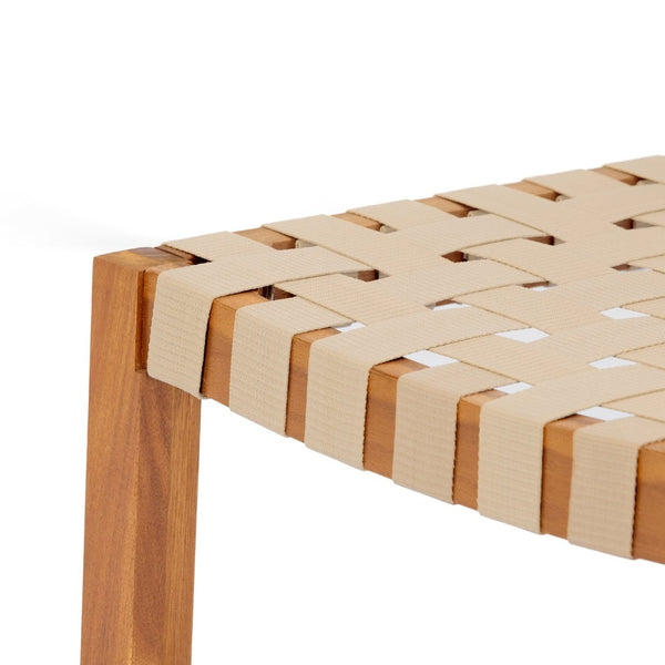English Elm 30.5 Inch Acacia Wood Outdoor Barstool Set Woven Rope Seat Weather Resistant Patio Teak + Beige N780P373282T
