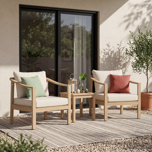 English Elm Acacia Wood Outdoor Club Chair Set of 2 Deep Seat Slatted Patio Lounge Seating N780P386223L-2
