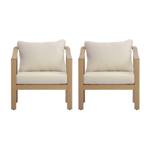 English Elm Acacia Wood Outdoor Club Chair Set of 2 Deep Seat Slatted Patio Lounge Seating N780P386223L-2