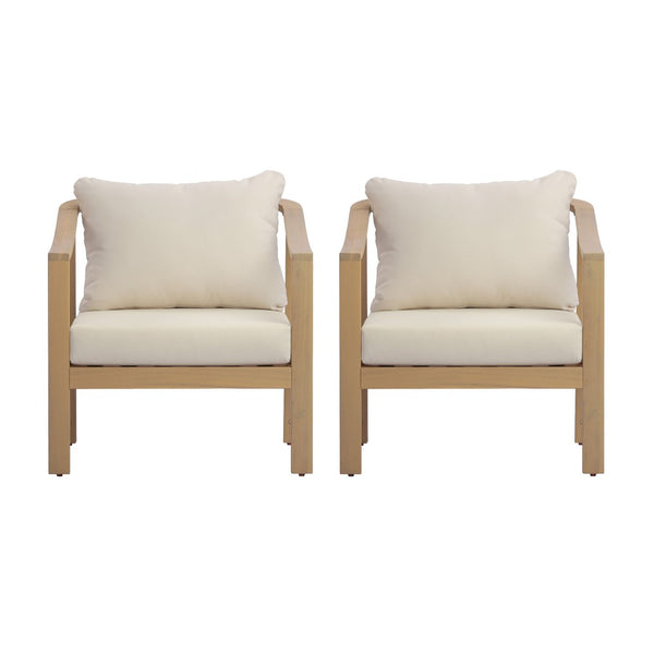 English Elm Acacia Wood Outdoor Club Chair Set of 2 Deep Seat Slatted Patio Lounge Seating N780P386223L-2