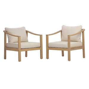 English Elm Acacia Wood Outdoor Club Chair Set of 2 Deep Seat Slatted Patio Lounge Seating N780P386223L-2