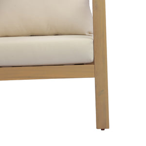 English Elm Acacia Wood Outdoor Club Chair Deep Seat Foam Cushions Slatted Backrest Patio Lounge N780P386223L