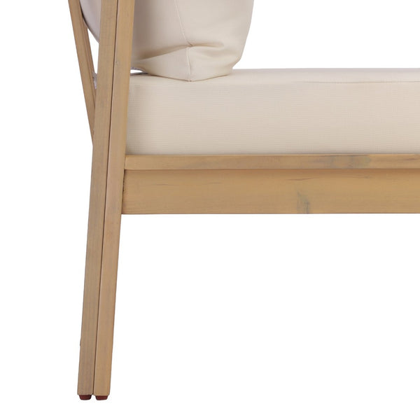 English Elm Acacia Wood Outdoor Club Chair Deep Seat Foam Cushions Slatted Backrest Patio Lounge N780P386223L