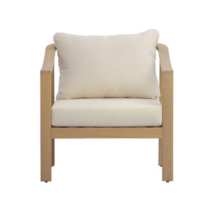 English Elm Acacia Wood Outdoor Club Chair Deep Seat Foam Cushions Slatted Backrest Patio Lounge N780P386223L