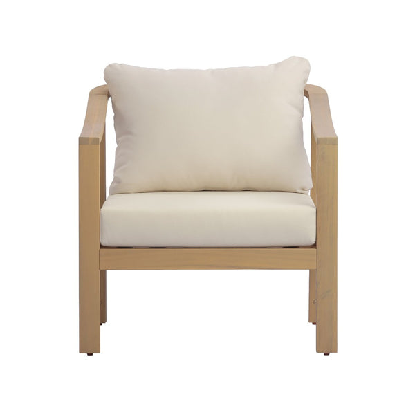 English Elm Acacia Wood Outdoor Club Chair Deep Seat Foam Cushions Slatted Backrest Patio Lounge N780P386223L