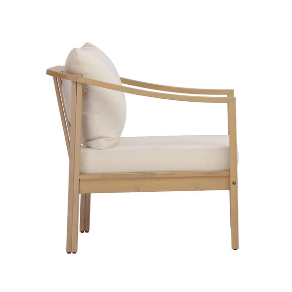 English Elm Acacia Wood Outdoor Club Chair Deep Seat Foam Cushions Slatted Backrest Patio Lounge N780P386223L