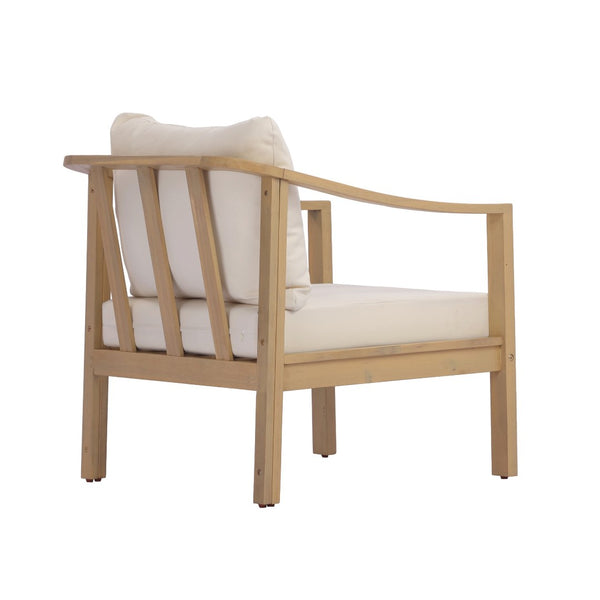 English Elm Acacia Wood Outdoor Club Chair Deep Seat Foam Cushions Slatted Backrest Patio Lounge N780P386223L