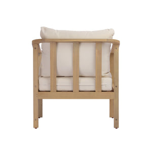 English Elm Acacia Wood Outdoor Club Chair Deep Seat Foam Cushions Slatted Backrest Patio Lounge N780P386223L