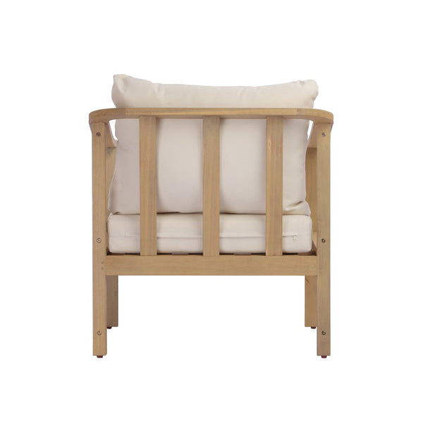English Elm Acacia Wood Outdoor Club Chair Deep Seat Foam Cushions Slatted Backrest Patio Lounge N780P386223L