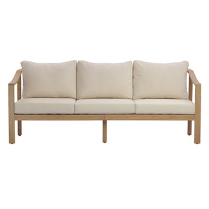 English Elm 77.95" Acacia Wood Three Seat Outdoor Sofa with Slatted Back and Deep Cushioned N780P386224L