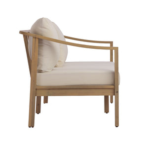 English Elm 77.95" Acacia Wood Three Seat Outdoor Sofa with Slatted Back and Deep Cushioned N780P386224L
