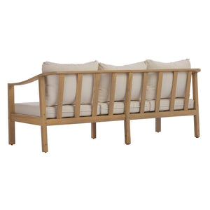 English Elm 77.95" Acacia Wood Three Seat Outdoor Sofa with Slatted Back and Deep Cushioned N780P386224L