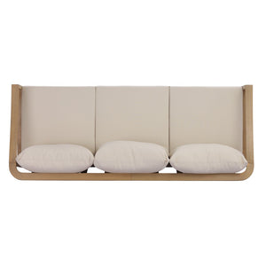 English Elm 77.95" Acacia Wood Three Seat Outdoor Sofa with Slatted Back and Deep Cushioned N780P386224L