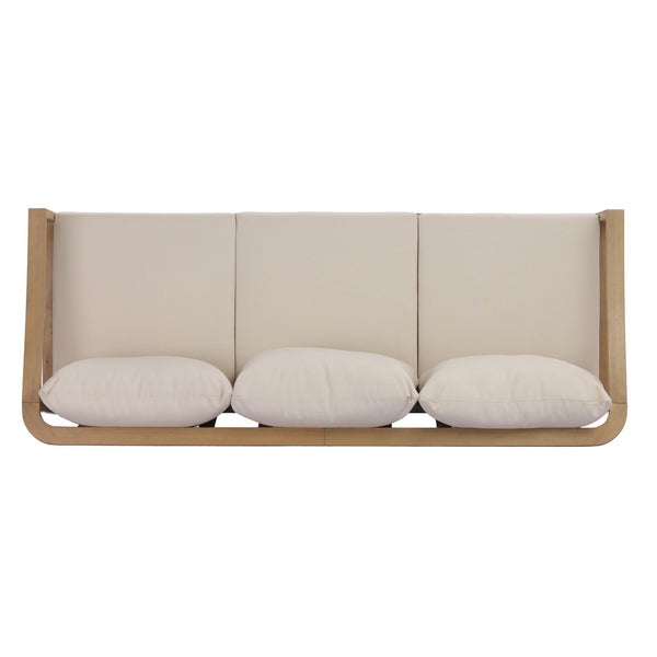 English Elm 77.95" Acacia Wood Three Seat Outdoor Sofa with Slatted Back and Deep Cushioned N780P386224L