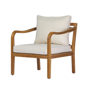 English Elm Acacia Wood Outdoor Club Chair Cross Back Teak Finish Deep Seat Garden Patio N780P387144T