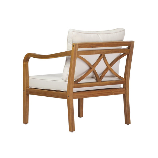 English Elm Acacia Wood Outdoor Club Chair Cross Back Teak Finish Deep Seat Garden Patio N780P387144T