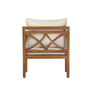 English Elm Acacia Wood Outdoor Club Chair Cross Back Teak Finish Deep Seat Garden Patio N780P387144T