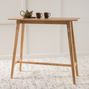 English Elm Wood Bar Height Dining Table Mid Century Walnut Veneer Top with Splayed Rubberwood Legs N780P395625O