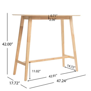 English Elm Wood Bar Height Dining Table Mid Century Walnut Veneer Top with Splayed Rubberwood Legs N780P395625O