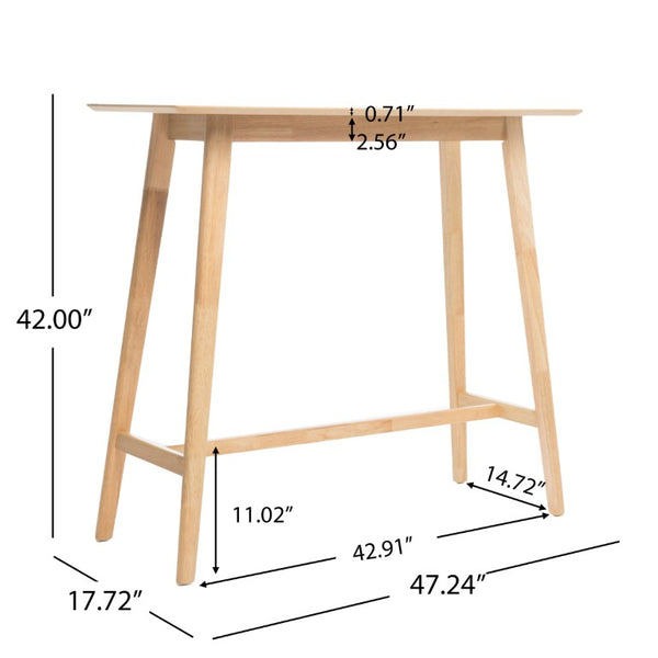 English Elm Wood Bar Height Dining Table Mid Century Walnut Veneer Top with Splayed Rubberwood Legs N780P395625O