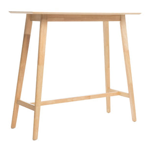 English Elm Wood Bar Height Dining Table Mid Century Walnut Veneer Top with Splayed Rubberwood Legs N780P395625O