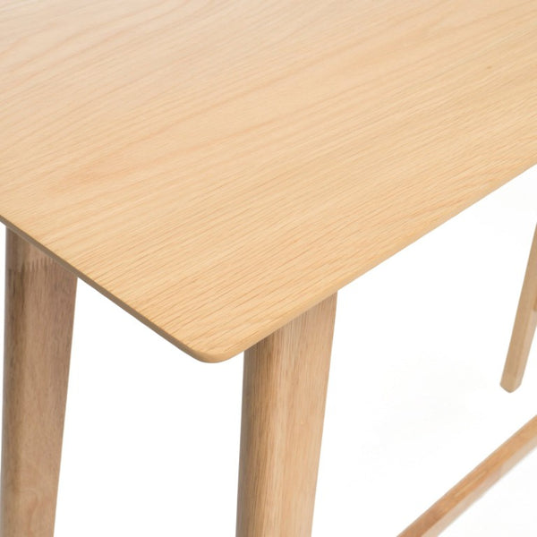 English Elm Wood Bar Height Dining Table Mid Century Walnut Veneer Top with Splayed Rubberwood Legs N780P395625O