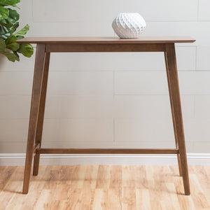 English Elm Wood Bar Table Mid-Century Walnut Veneer Splayed Legs Narrow Rectangular Kitchen Pub N780P395625W