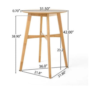 English Elm Mid-Century Round Bar Table with Tapered Rubberwood Legs for Kitchen or Home Bar Use Oak N780P395629O