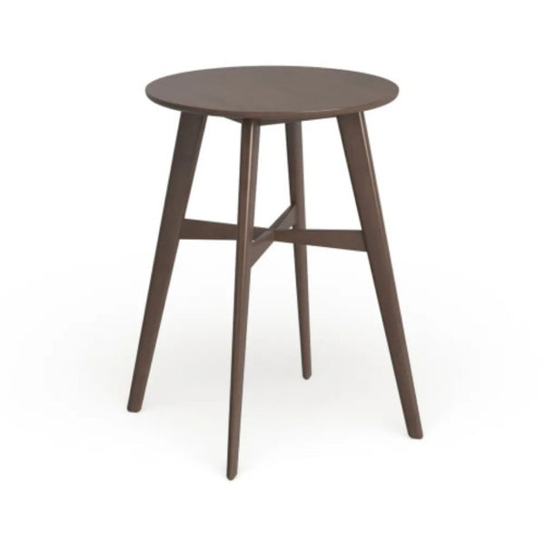 English Elm Mid-Century Round Bar Table with Tapered Rubberwood Legs for Kitchen or Home Bar Use Natural Walnut N780P395629W
