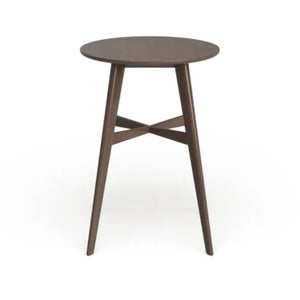 English Elm Mid-Century Round Bar Table with Tapered Rubberwood Legs for Kitchen or Home Bar Use Natural Walnut N780P395629W