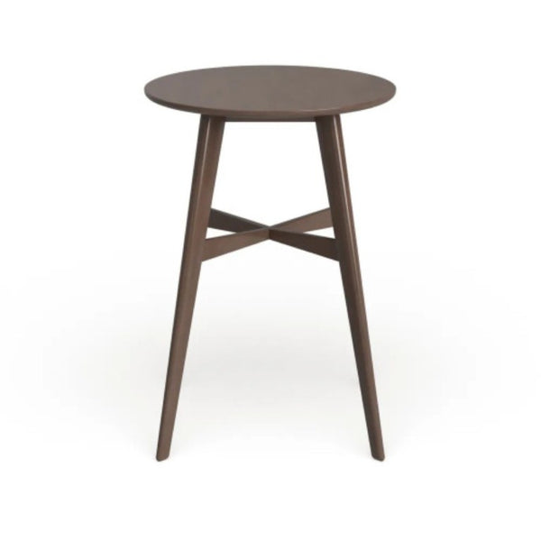 English Elm Mid-Century Round Bar Table with Tapered Rubberwood Legs for Kitchen or Home Bar Use Natural Walnut N780P395629W