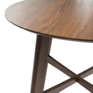 English Elm Mid-Century Round Bar Table with Tapered Rubberwood Legs for Kitchen or Home Bar Use Natural Walnut N780P395629W