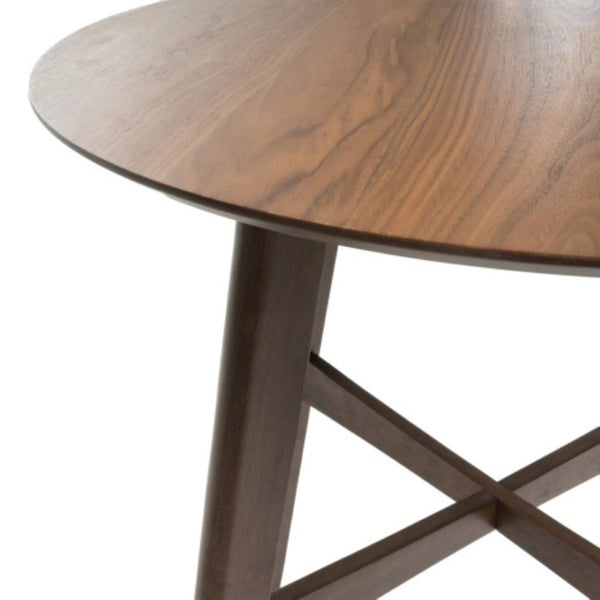 English Elm Mid-Century Round Bar Table with Tapered Rubberwood Legs for Kitchen or Home Bar Use Natural Walnut N780P395629W