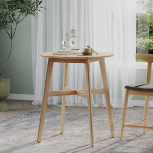 English Elm Wood Round Counter Height Dining Table Mid-Century Rubberwood Base for Kitchen Nooks Natural N780P400409O