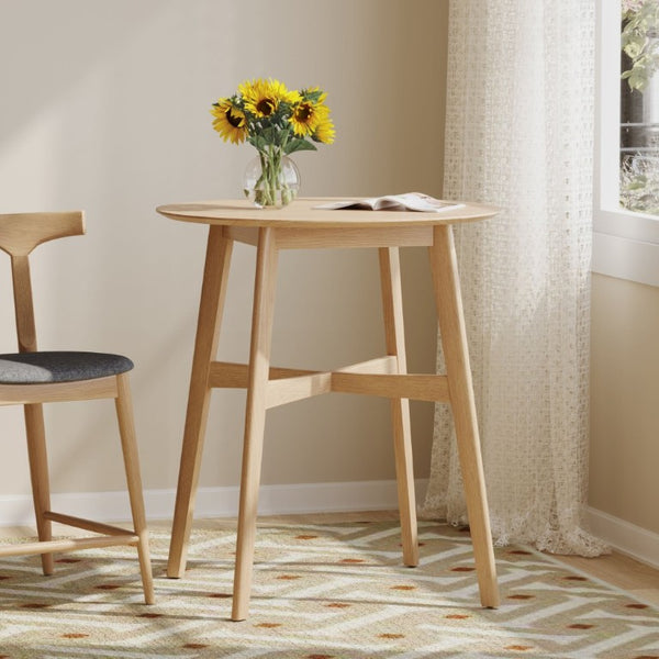 English Elm Wood Round Counter Height Dining Table Mid-Century Rubberwood Base for Kitchen Nooks Natural N780P400409O