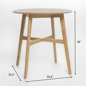 English Elm Wood Round Counter Height Dining Table Mid-Century Rubberwood Base for Kitchen Nooks Natural N780P400409O