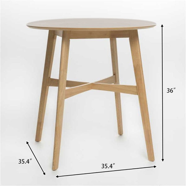 English Elm Wood Round Counter Height Dining Table Mid-Century Rubberwood Base for Kitchen Nooks Natural N780P400409O