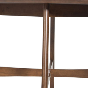 English Elm Wood Round Counter Height Dining Table Mid-Century Rubberwood Base for Kitchen Nooks Walnut N780P400409W
