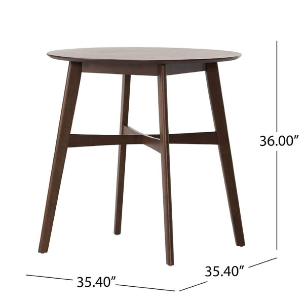 English Elm Wood Round Counter Height Dining Table Mid-Century Rubberwood Base for Kitchen Nooks Walnut N780P400409W