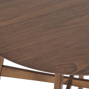 English Elm Wood Round Counter Height Dining Table Mid-Century Rubberwood Base for Kitchen Nooks Walnut N780P400409W