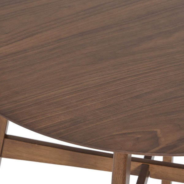 English Elm Wood Round Counter Height Dining Table Mid-Century Rubberwood Base for Kitchen Nooks Walnut N780P400409W