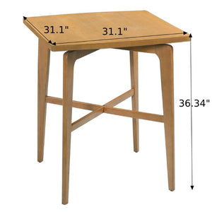 English Elm 36.34 Inch Square Rubberwood Bar Table Natural Finish for Kitchen or Home Bar N780P401697N