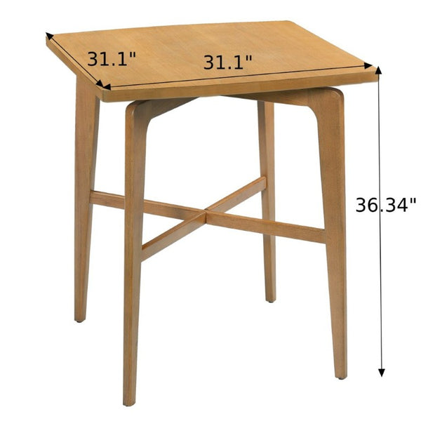 English Elm 36.34 Inch Square Rubberwood Bar Table Natural Finish for Kitchen or Home Bar N780P401697N